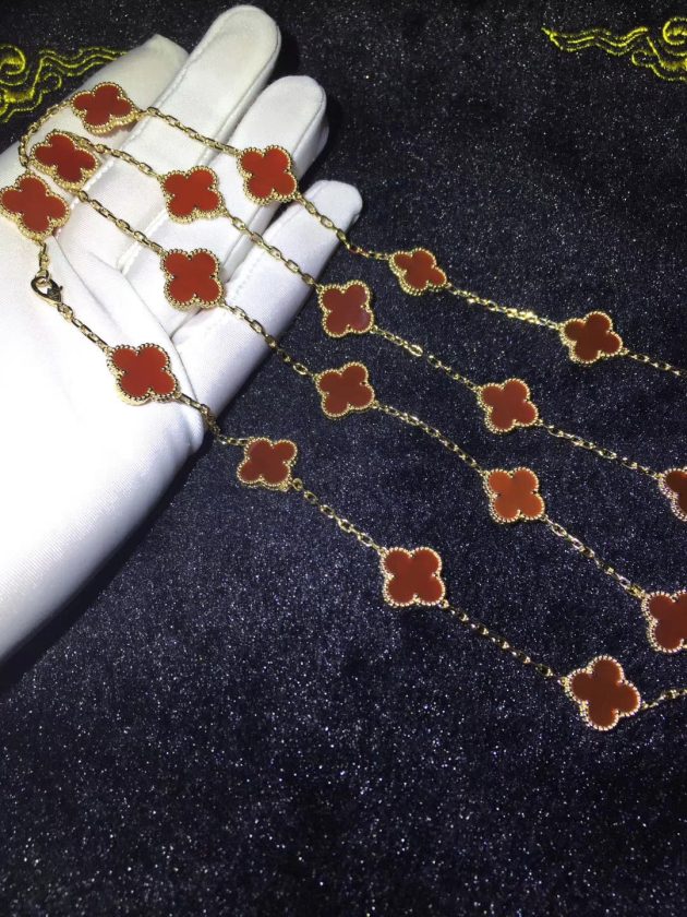 van cleef arpels vintage alhambra 18k yellow gold carnelian 20 motifs long necklace 620874cad6e44