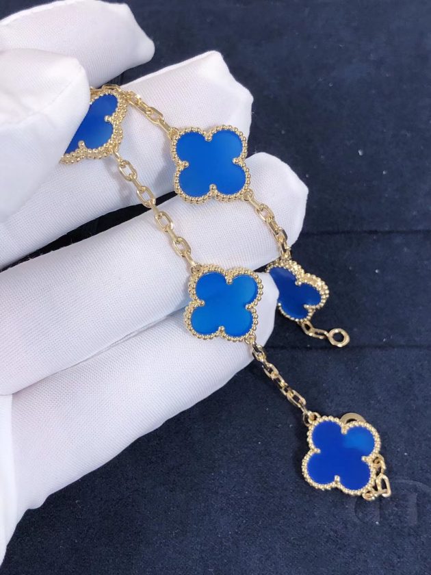 van cleef arpels vintage alhambra bracelet blue agate 5 motifs 18k yellow gold vcarp34900 62086a08d73db