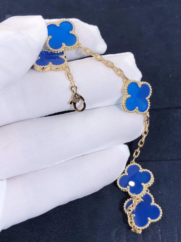 van cleef arpels vintage alhambra bracelet blue agate 5 motifs 18k yellow gold vcarp34900 62086a0e1c6b3