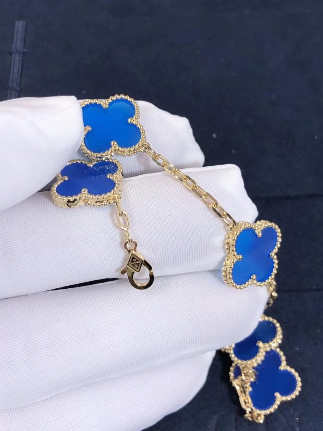van cleef arpels vintage alhambra bracelet blue agate 5 motifs 18k yellow gold vcarp34900 62086a11e27a5