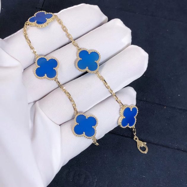 van cleef arpels vintage alhambra bracelet blue agate 5 motifs 18k yellow gold vcarp34900 62086a16bf12c