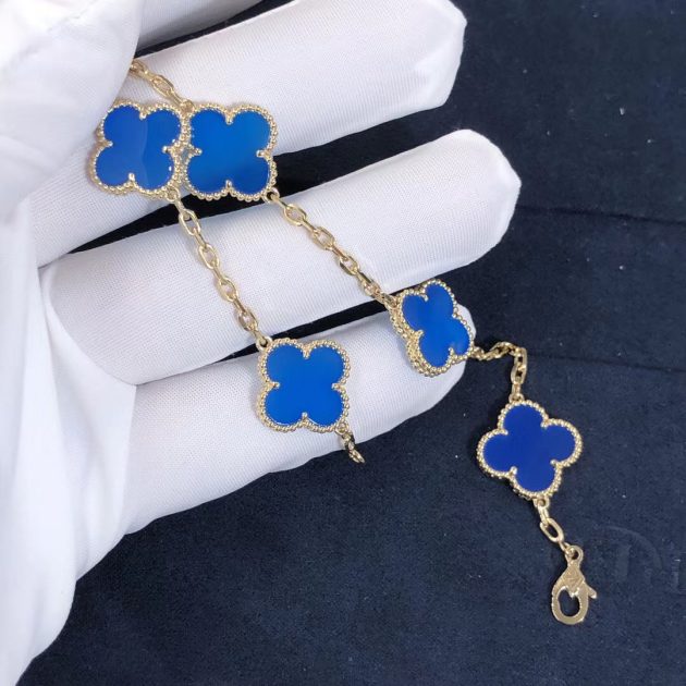 van cleef arpels vintage alhambra bracelet blue agate 5 motifs 18k yellow gold vcarp34900 62086a1a94a4c
