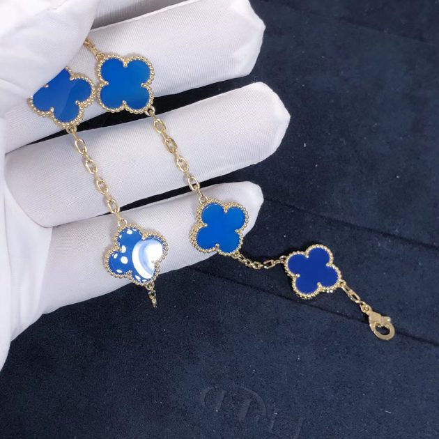 van cleef arpels vintage alhambra bracelet blue agate 5 motifs 18k yellow gold vcarp34900 62086a1ee5f7a