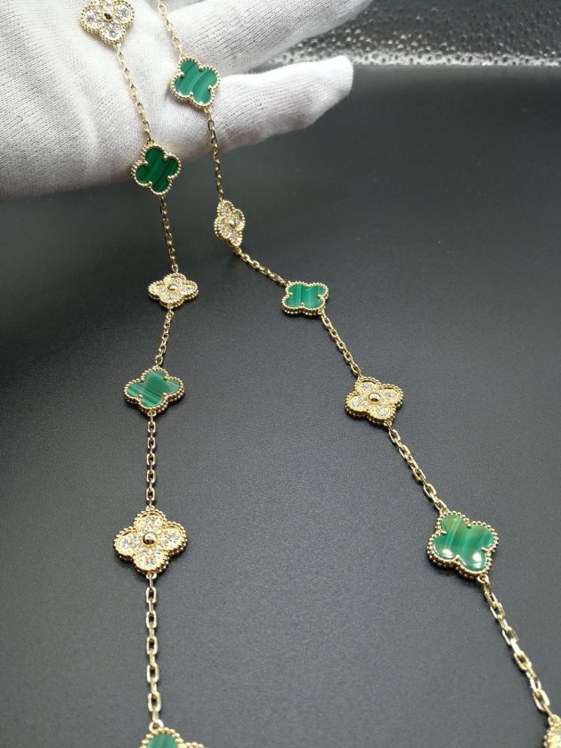 van cleef arpels vintage alhambra necklace 20 motifs 18k yellow gold diamond and malachite 620873d0ef474