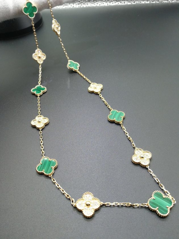 van cleef arpels vintage alhambra necklace 20 motifs 18k yellow gold diamond and malachite 620873d589c36