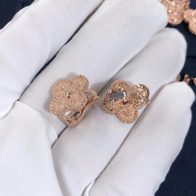 van cleef arpels vintage alhambra stud earrings in 18k pink gold 62085b50252e6