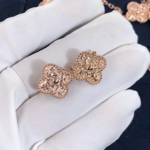 van cleef arpels vintage alhambra stud earrings in 18k pink gold 62085b56a8311